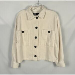 Womens Corduroy Crop Shacket Size S Oversized Lagenlook Layering Versatile Soft